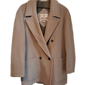 Vintage England Gloverall Greige Wool Single Button Pea Coat Jacket